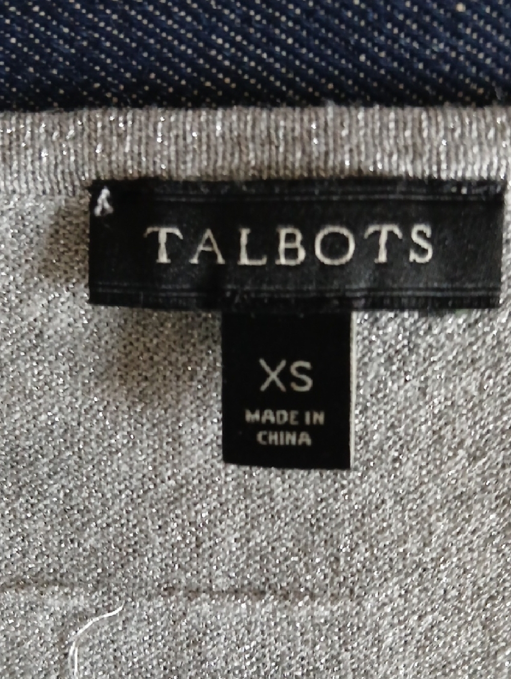 Talbots Silver Sparkle Long Sleeve Scoop Neck Top - Picture 2 of 10